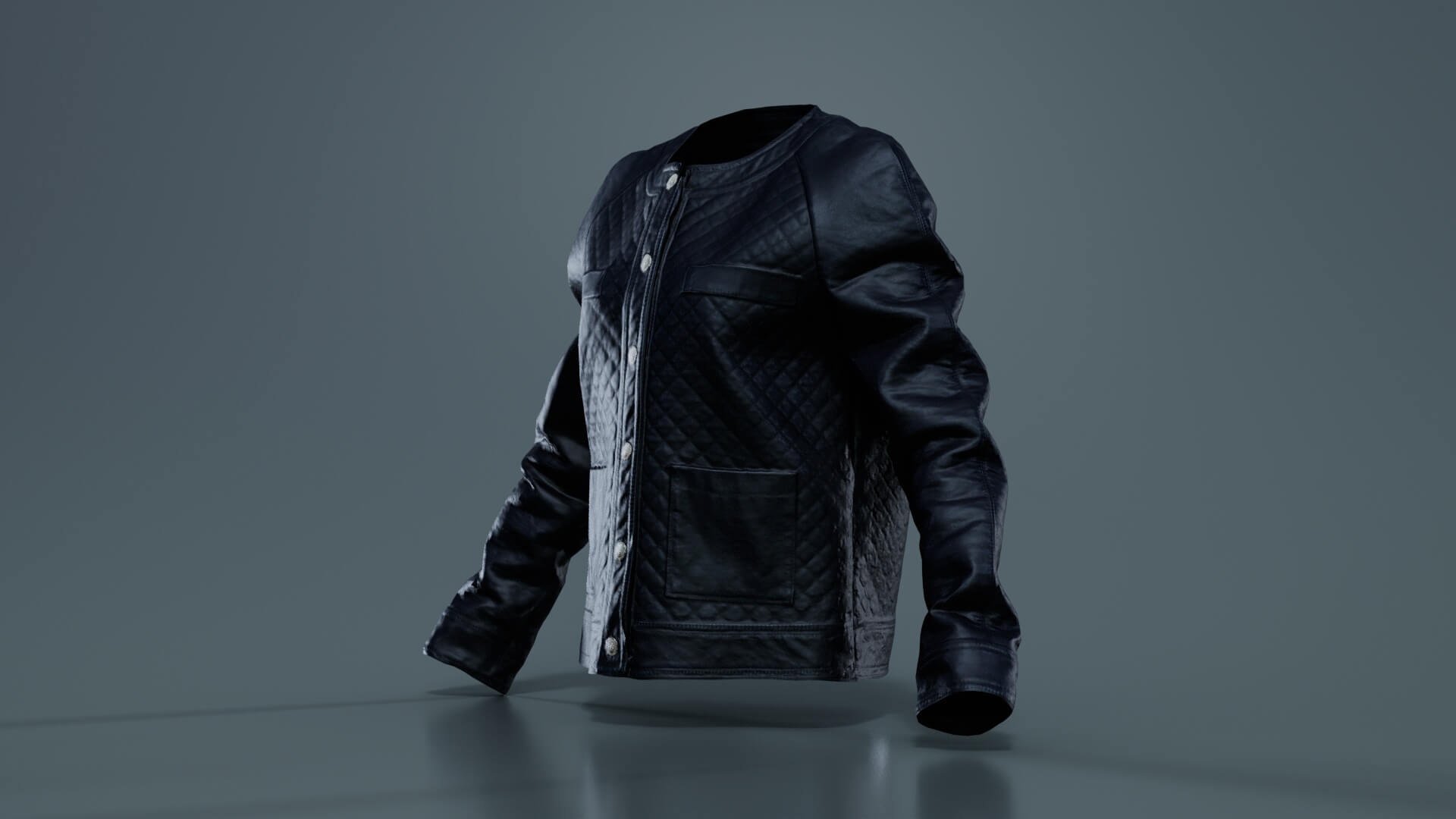 Black Padded Leather Jacket - 3D Model by Polygonal Miniatures