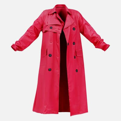 Black Red Vinyl Raincoat Open