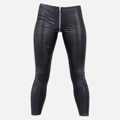 Central Zipper Vinyl Trousers