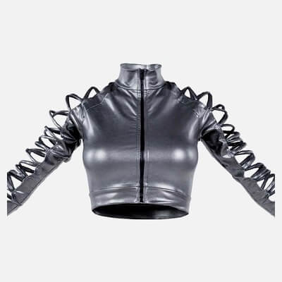 Cross Sleeves Metallic Top