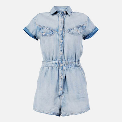 Elastic Belt Jeans Romper