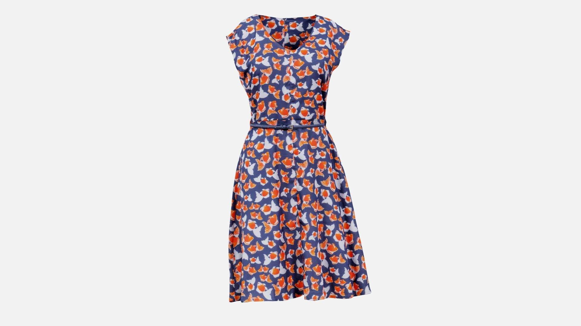 Goldfish Decorated Dress - 3D Model by Polygonal Miniatures