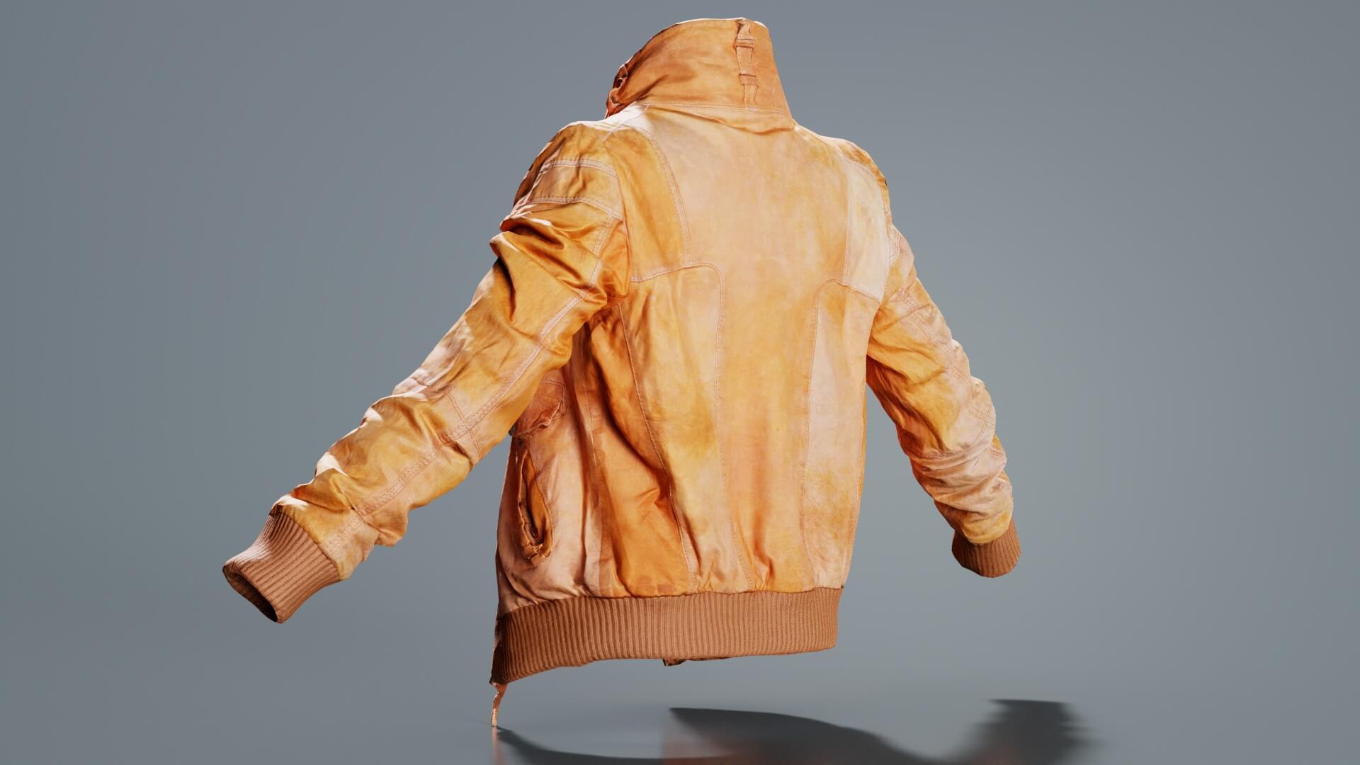 Light Brown Leather Jacket Open - 3D Model by Polygonal Miniatures