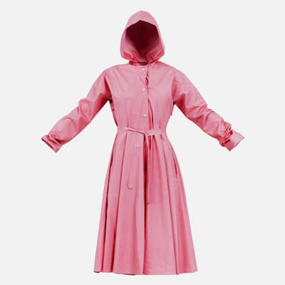 Lightpink Hoodie Vinyl Raincoat Closed