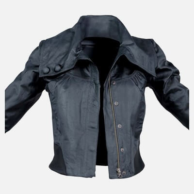 Mini Black Leather Jacket Open
