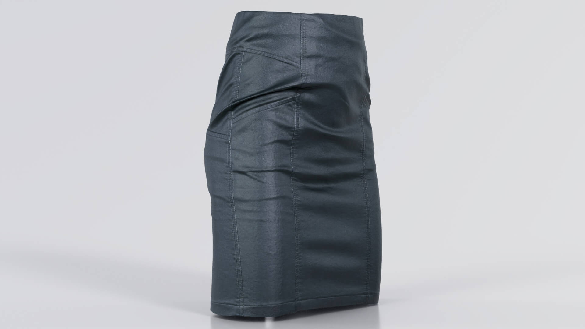 Blue 3D Leather Skirt