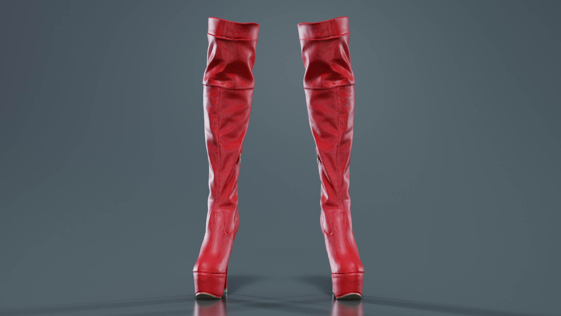 Tigh High Red Boots - 3D Model by Polygonal Miniatures