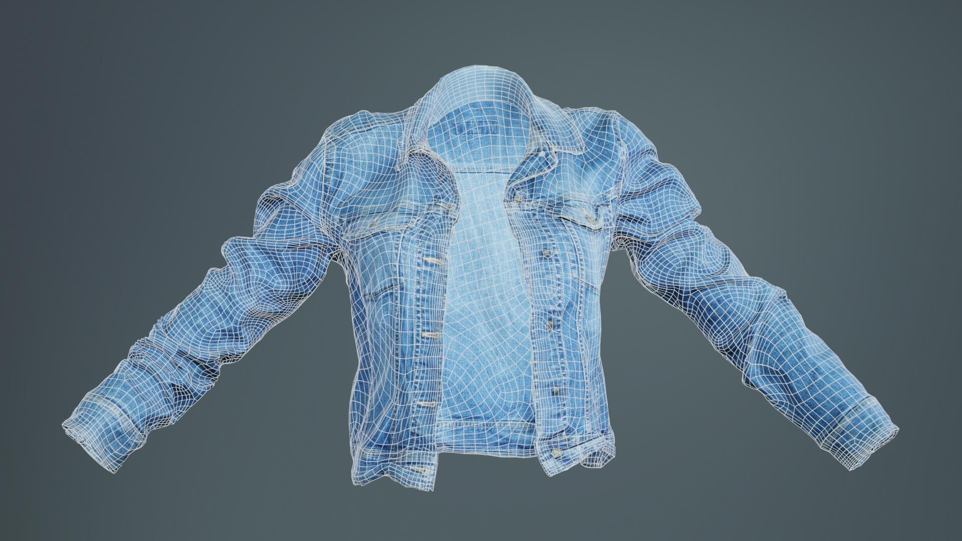 Tiny Jeans Jacket Open - 3D Model by Polygonal Miniatures