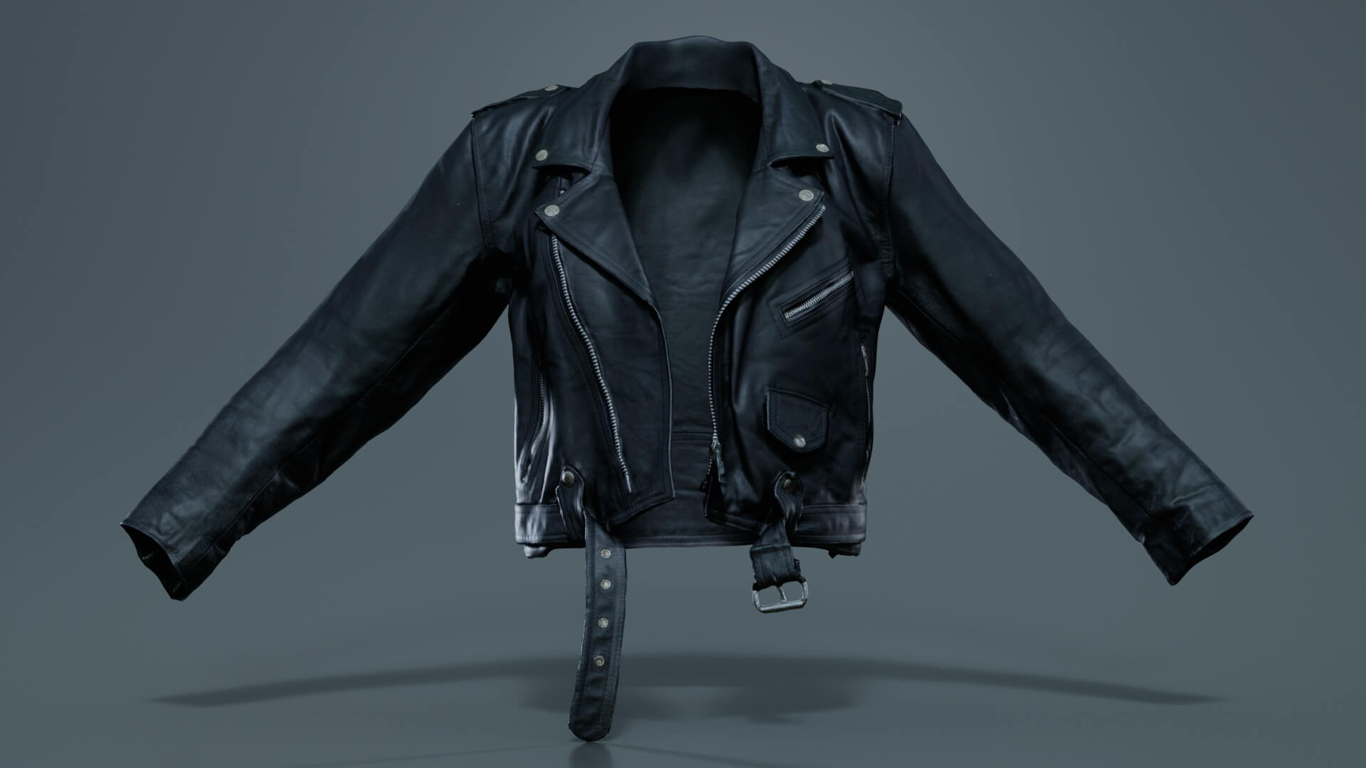 Vintage Leather Jacket Open - 3D Model by Polygonal Miniatures