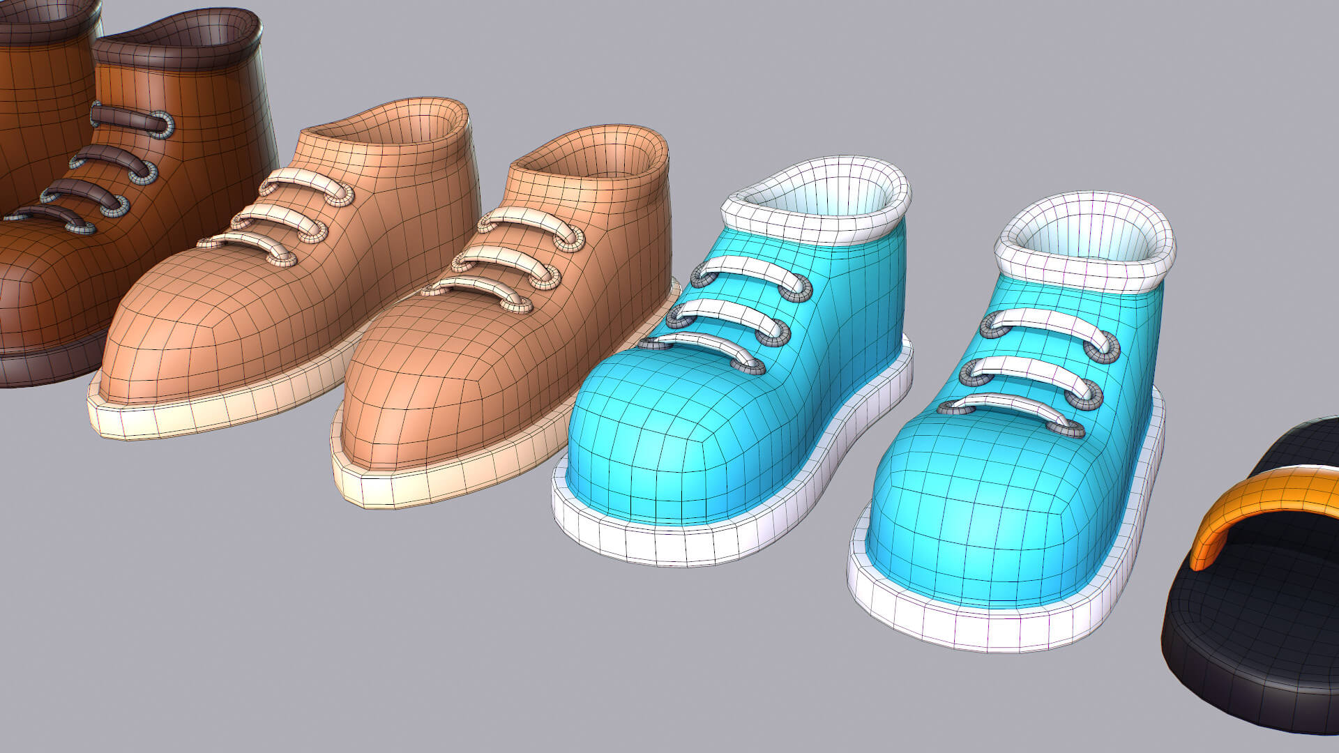 Cartoon Shoes Collection 3D Model by polygun