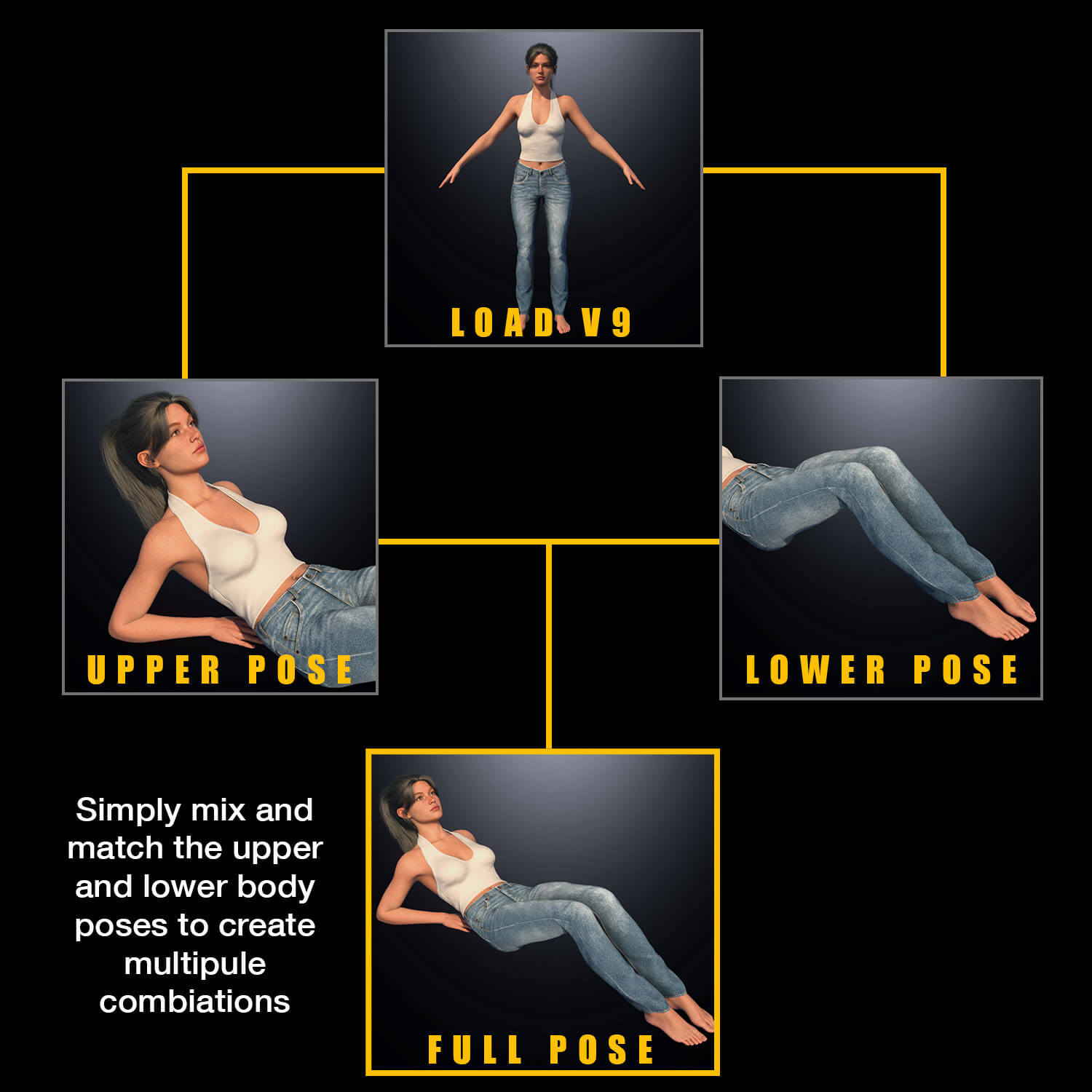 Laying Poses V9 - Mix & Match Daz Content by Pose Company
