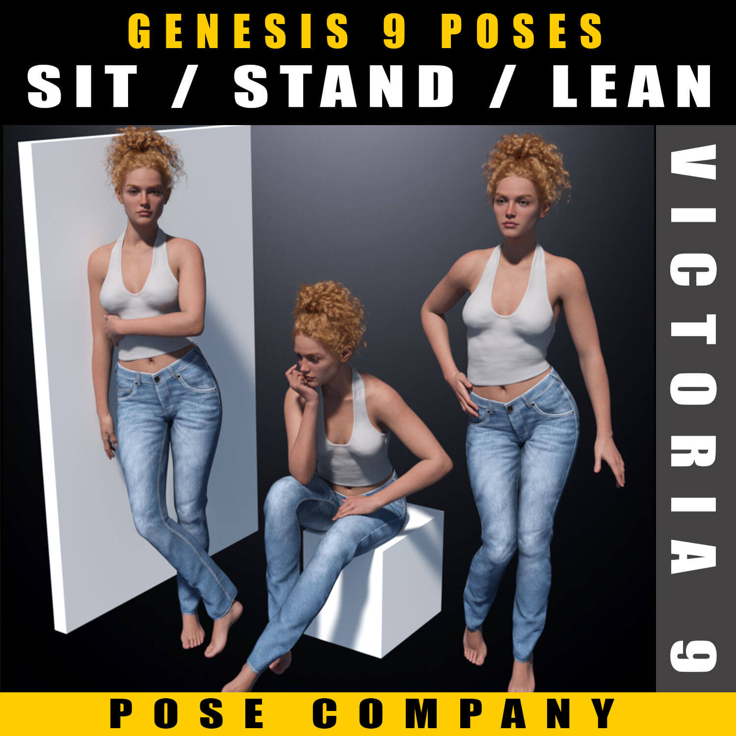 V9 Basics Sit Stand Lean Daz Content by Pose Company