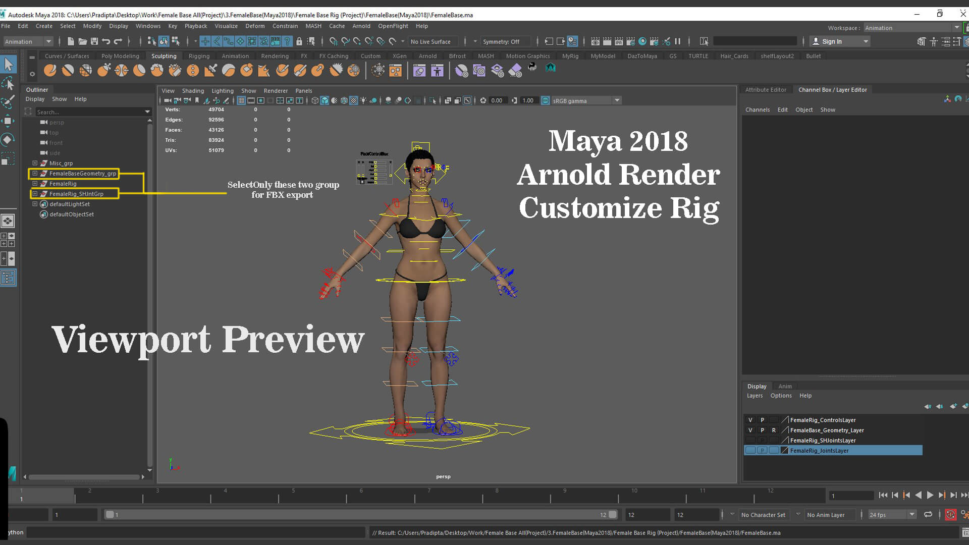 Female Base Model Full Rig by Pradipta