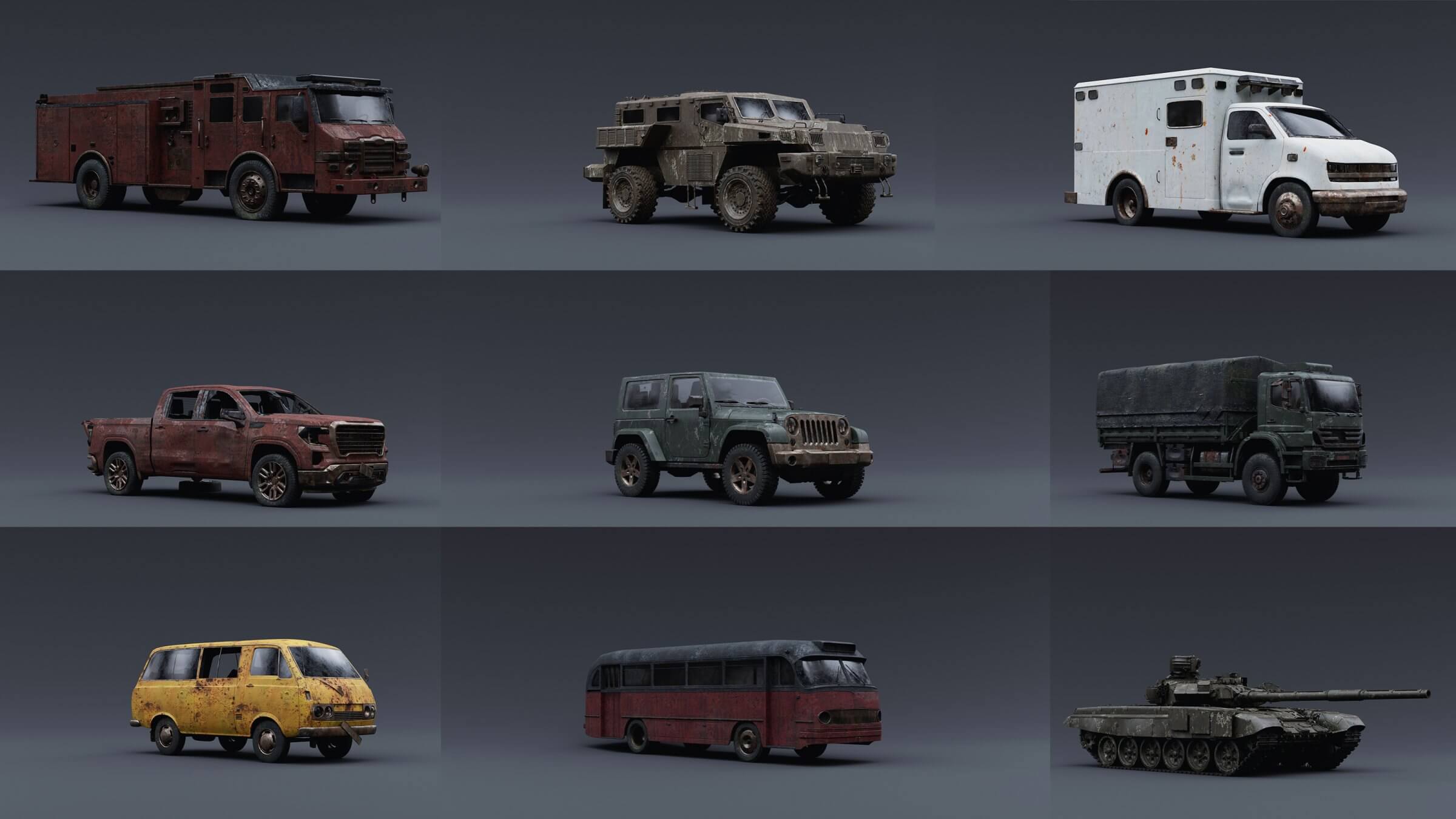 Apocalypse Vehicles Collection 3D Model by prateekaggarwal