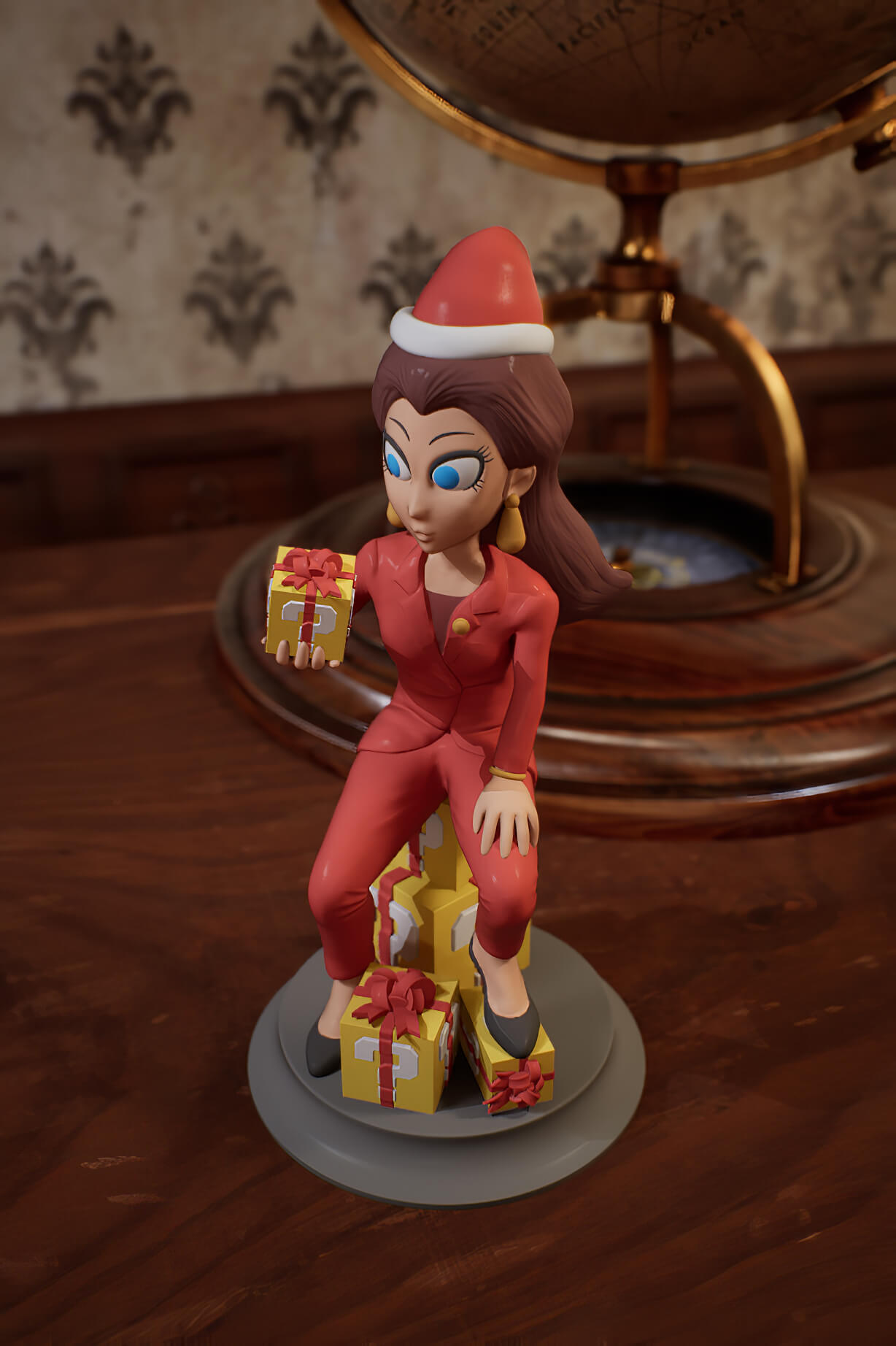 Super Mario Pauline Christmas Tabletop Figurine 3D Model By 