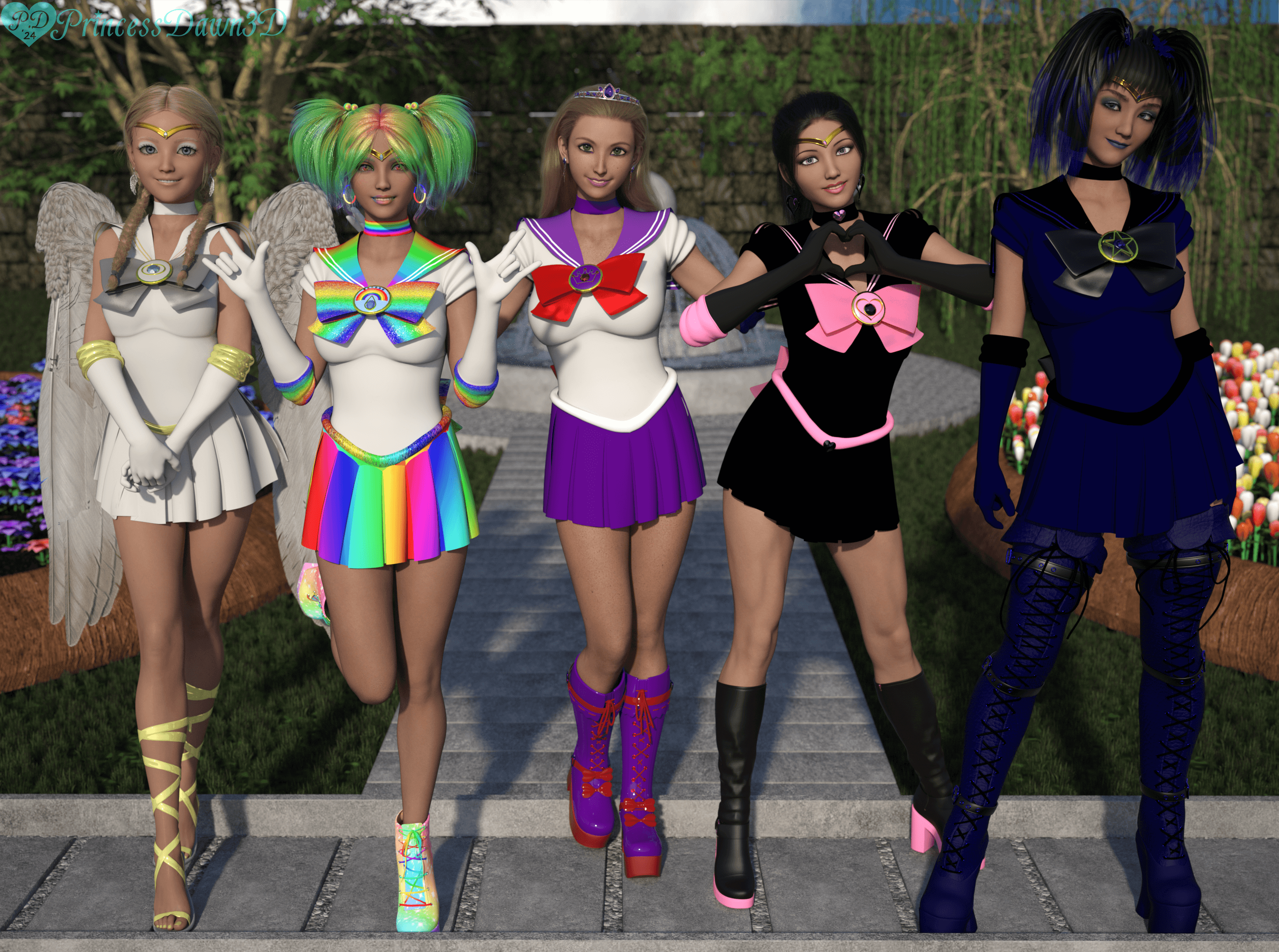My Main Sailor OC Group 3D Render, Digital Art by PrincessDawn3D