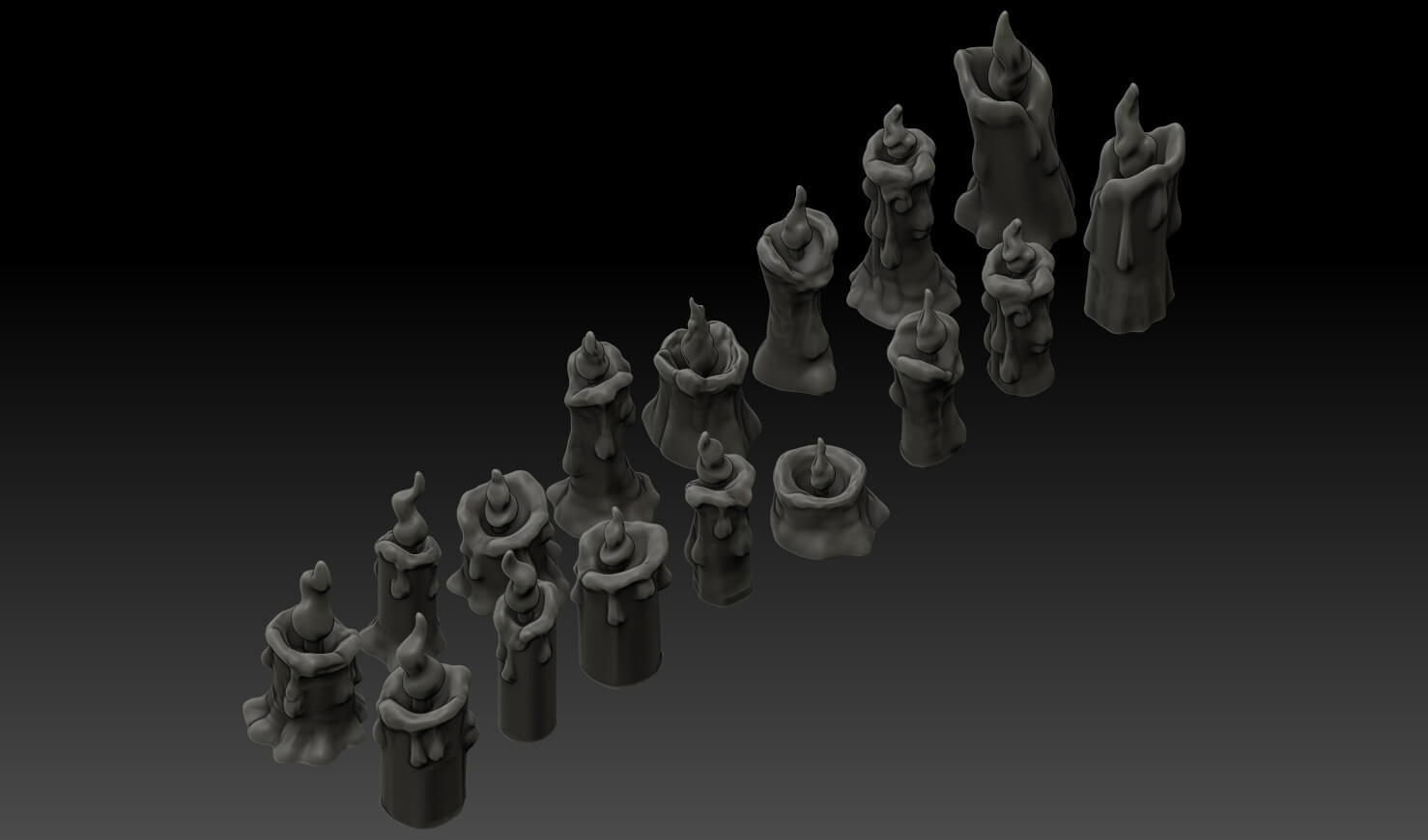 Candles Grime Set 3D Model by PRiNG