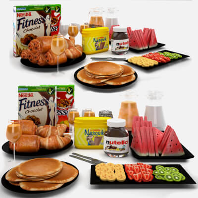 Breakfast Set - 3D Model by Proart1studio