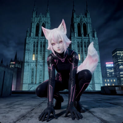 Mimi - Cyber Catgirl Combat - Pack 2 Poses T-Pose A Pose