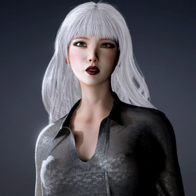 Realistic Female 3D Character in Silver Dress High Quality 4