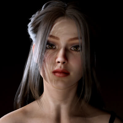 Realistic Female Character &ndash Evening Black Dress - Ful