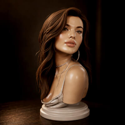 Woman with Large Hat - Elegant Portrait 3d Print