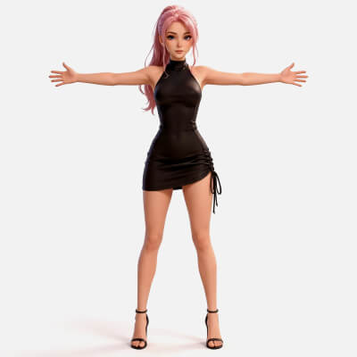 Yena - Young Asian 3D Toon Woman - T-Pose
