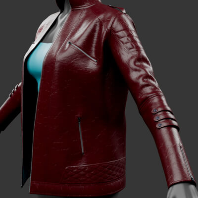 Realistic Leather Jacket for Women 4 Color Variants