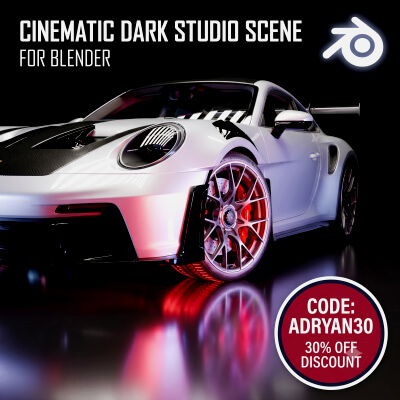 Cinematic Dark Studio Car Render Scene for Blender