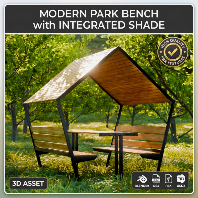 Modern Covered Picnic Pavilion in a Sunlit Orchard