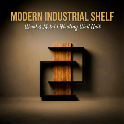 Modern Industrial Wood & Metal Wall Shelf by puscas_adryan