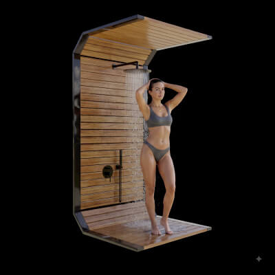 Modern Luxury Wooden Outdoor Shower