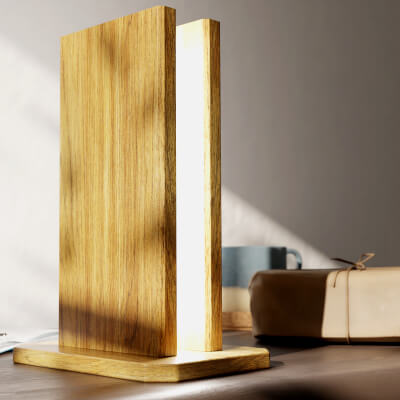 Modern Minimalist Vertical Wooden Desk Lamp 3D Model