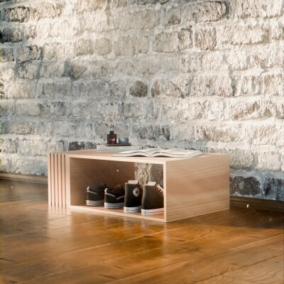 Modern Minimalist Wooden Slatted Storage Bench 3D Model