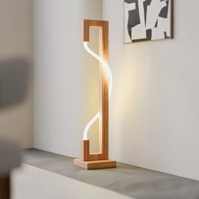 Modern S-Curve Wooden LED Floor Lamp 3D Model