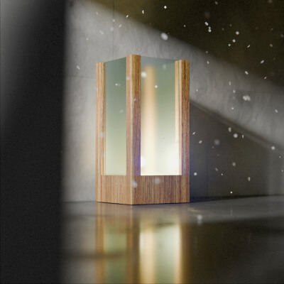 Modern Wooden & Frosted Glass Lamp 3D Model