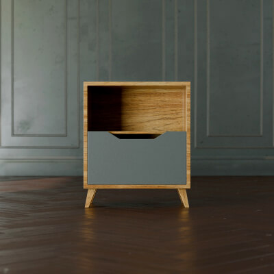 Modern Wooden Nightstand with Drawer