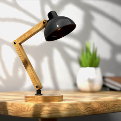 Sleek Modern Wooden Desk Lamp