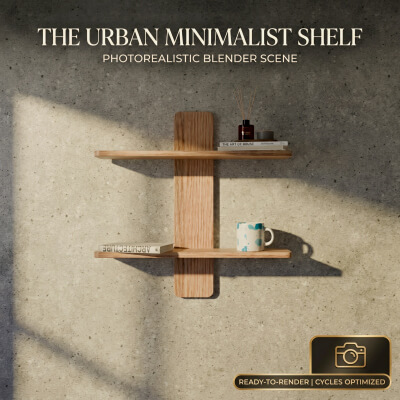 The Urban Minimalist Shelf Photorealistic Pre-Lit Blender