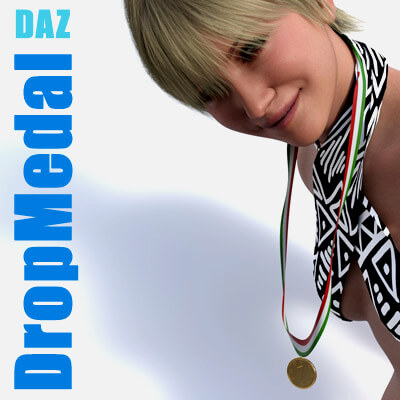 DropMedal - Medallion on a Ribbon Prop for DAZ by Pushee-Ri