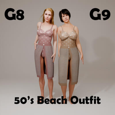 50s Beach Outfit for Genesis 8 Female / Genesis 9
