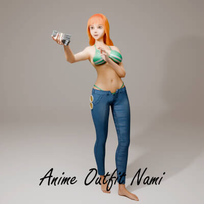 Anime Outfit Nami for Genesis 9 by R3DCloth