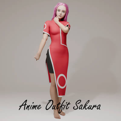 Anime Outfit Sakura for Genesis 9 by R3DCloth