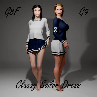 Classy Sailor Outfit for Genesis 8 Female / Genesis 9
