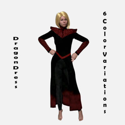 Dragon Dress with Pants for Genesis 9