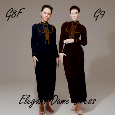 Elegant Dame Dress for Genesis 8 Female / Genesis 9