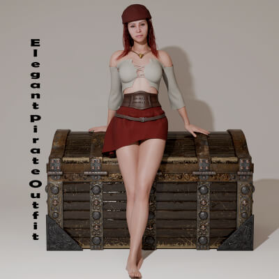 Elegant Pirate Outfit for Genesis 9 by R3DCloth