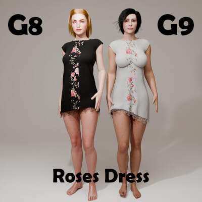 Roses Dress for Genesis 8 Female / Genesis 9
