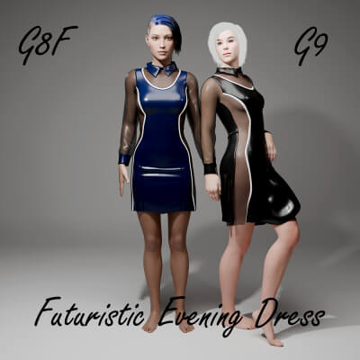 Futuristic Evening Dress for Genesis 8 Female / Gen 9