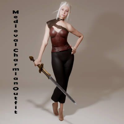Medieval Charmian Outfit for Genesis 9 by R3DCloth